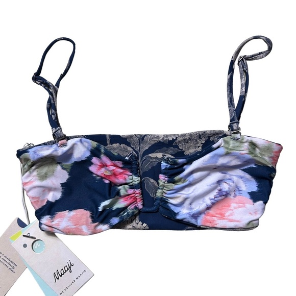 Maaji Other - NWT Maaji Reversible Bikini Top Blue Floral Tube Top Size Small